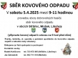 Sběr kovového odpadu Stříbřec, Mníšek, Libořezy - sobota 5.4.2025 mezi 9-11 hod